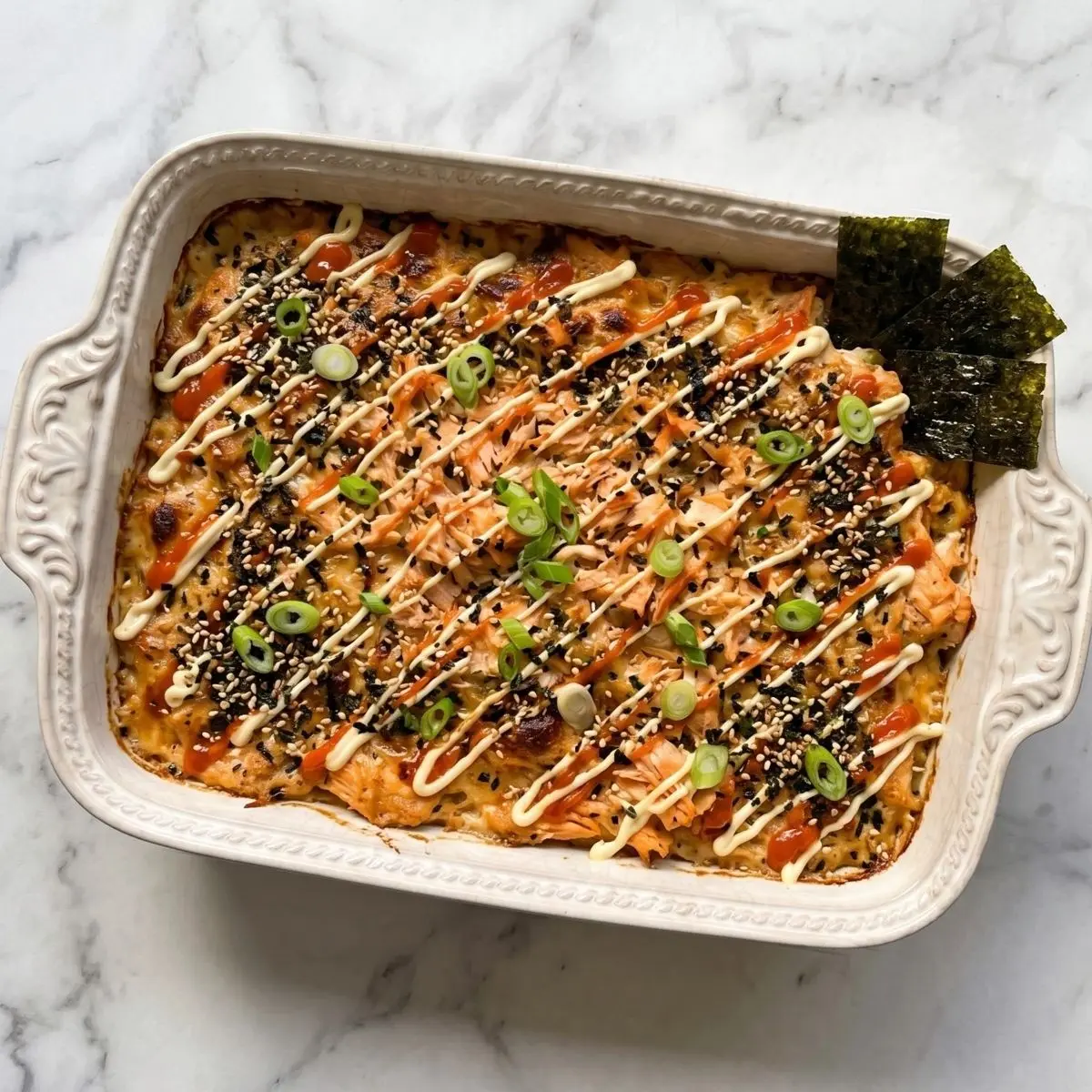salmon sushi bake