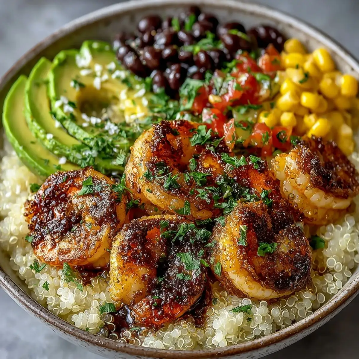 shrimp quinoa bowl