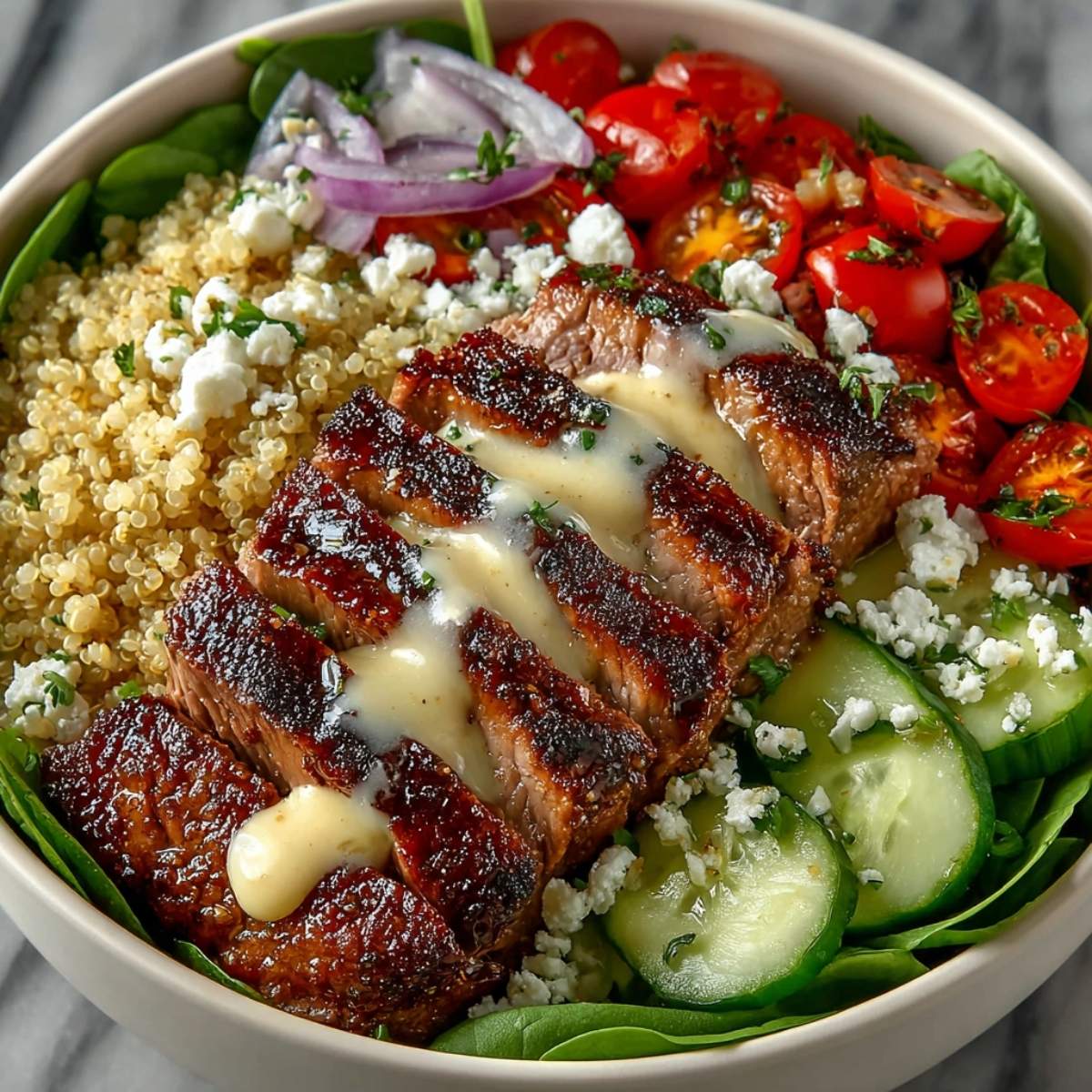 steak quinoa bowl